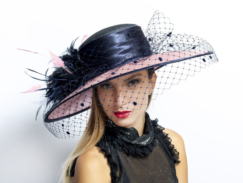 Melbourne Cup Hat, Kentucky derby hat, Ascot wide brim hat, award winning hat, ascot hat, Wedding Party hat, Audrey Hepburn hat, elegant hat image 1