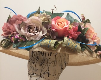 Cream Edwardian hat, Kentucky derby hat, Wedding Party hat, Royal Ascot hat, derby style hat, Tea Party hat, Victorian hat
