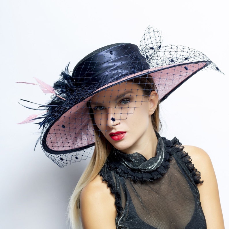 Melbourne Cup Hat, Kentucky derby hat, Ascot wide brim hat, award winning hat, ascot hat, Wedding Party hat, Audrey Hepburn hat, elegant hat image 3