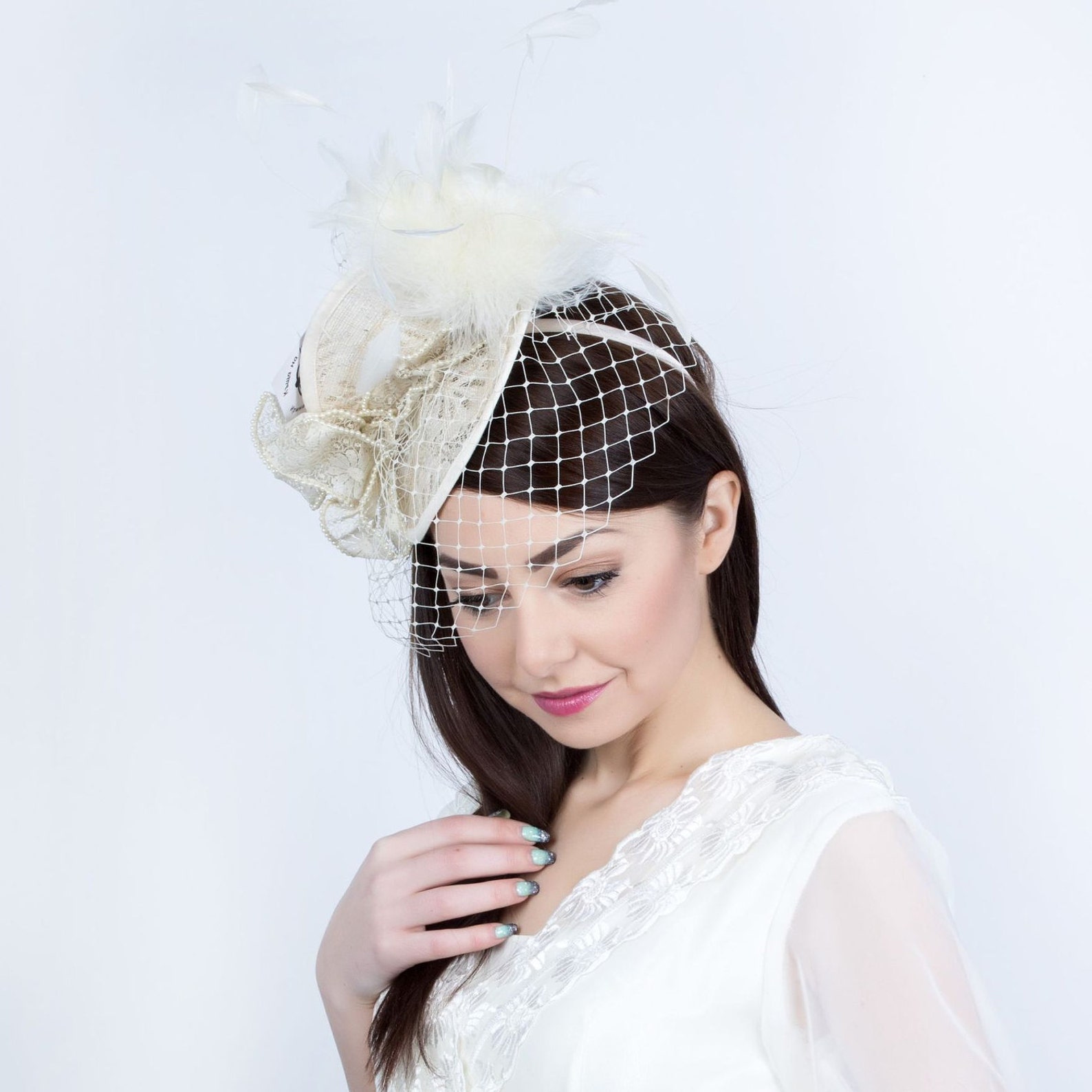 Veiled Wedding Hat Cream Wedding Hat Romantic Bridal Hat - Etsy