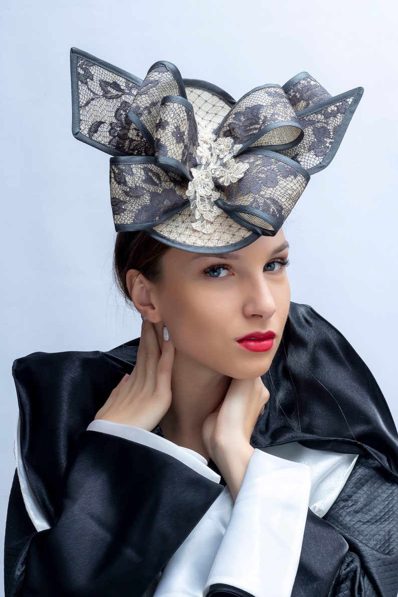 Kentukcy Derby Headpiece Lace Bow Fascinator Royal Ascot Etsy