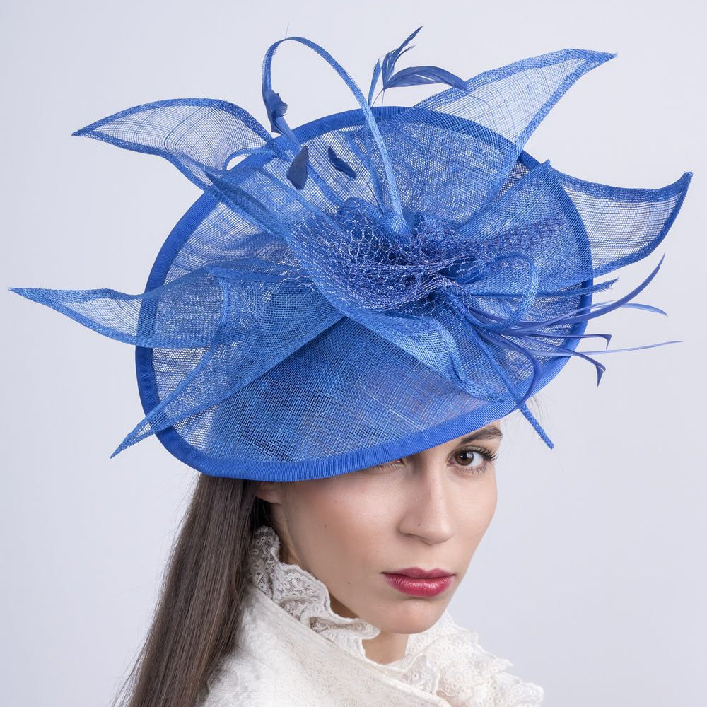 Elegant Derby Hat, Royal Blue Hat, Royal Ascot Fascinator, Kentucky Derby Headpiece, Elegant