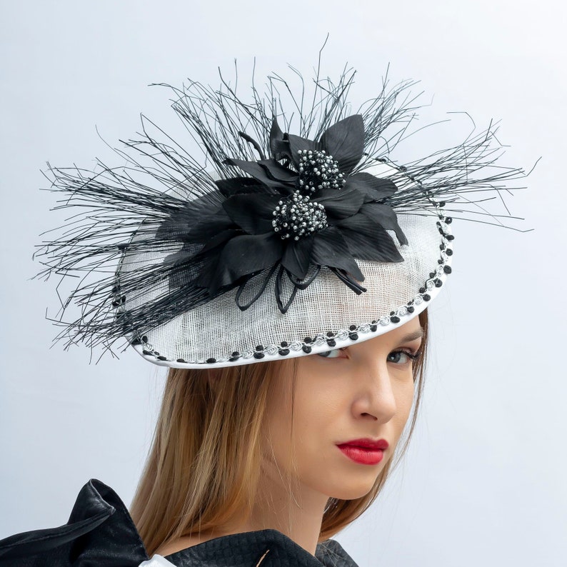 Derby Fascinator Hat Elegant Fascinator Hat Black White Etsy