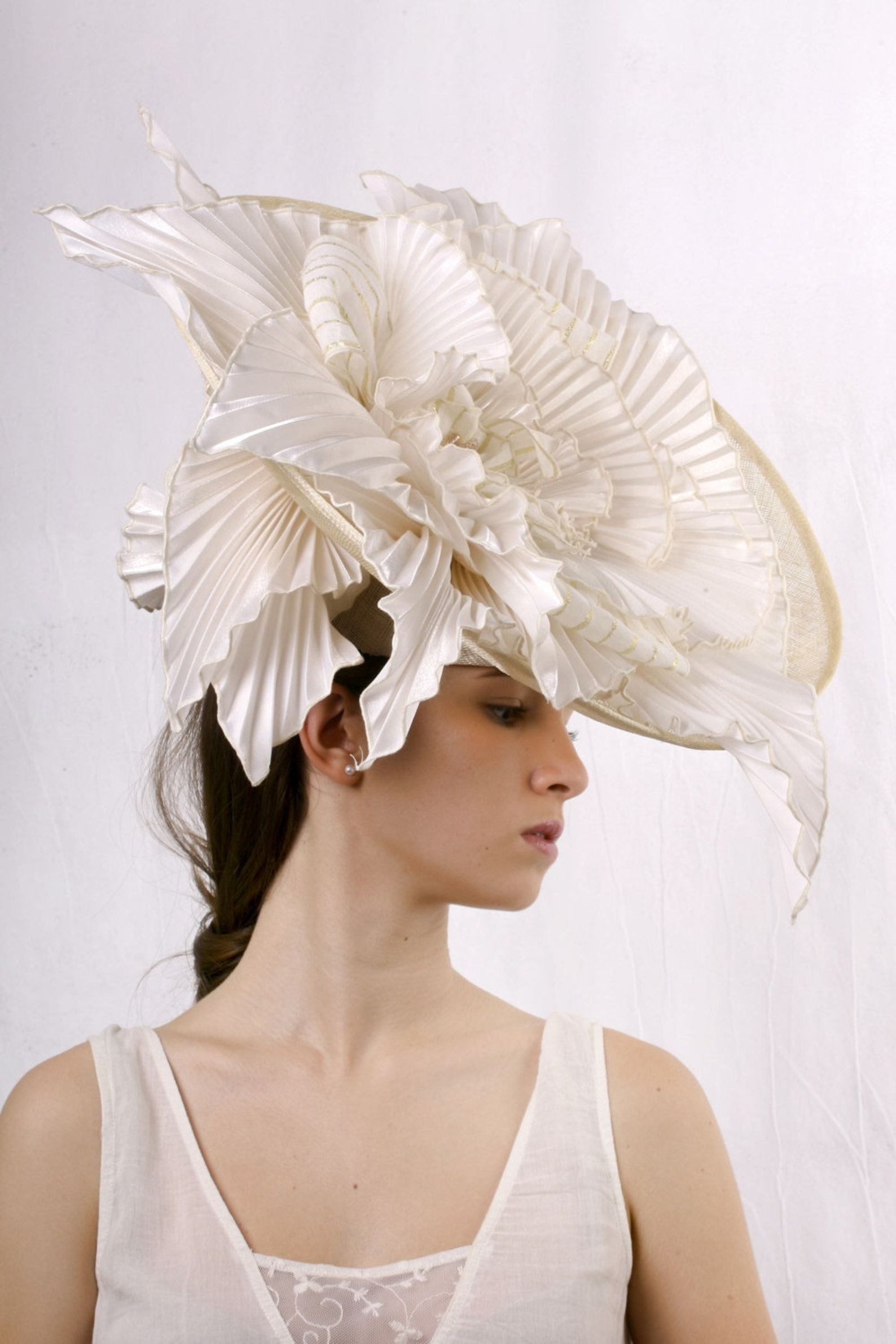 Statement Wedding Hat, Cream Hat, Couture Bridal Hat