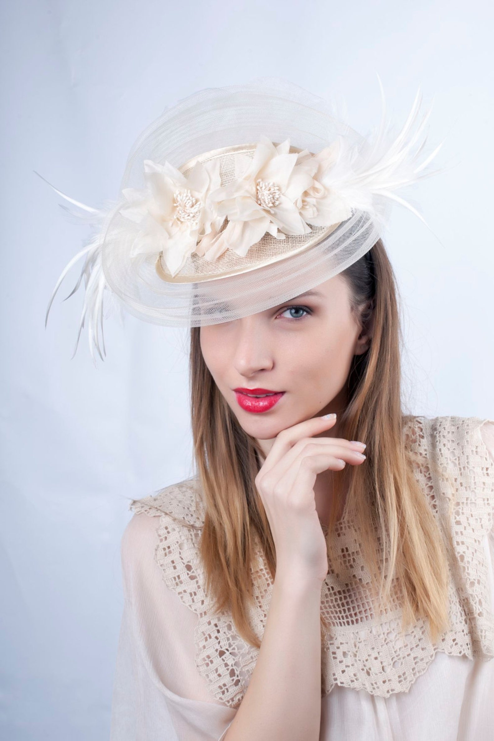 Cream Wedding Hat Wedding Hat Romantic Hat Tea Party Hat Etsy