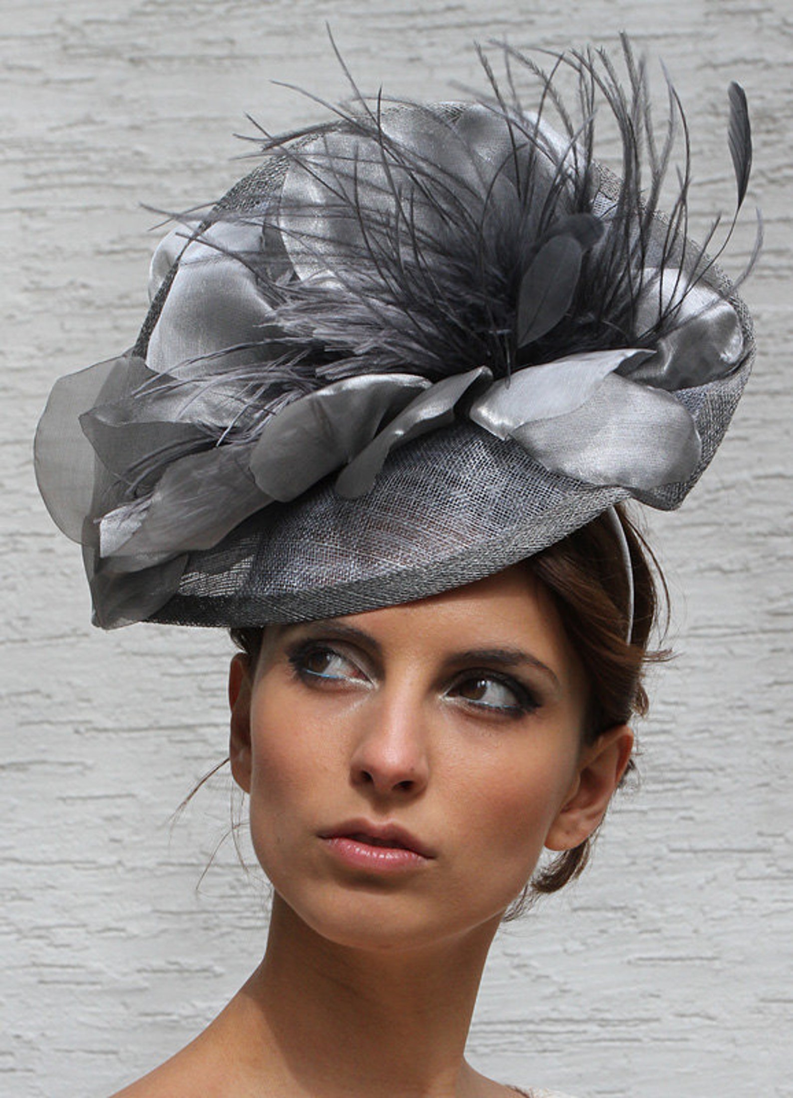Silver Kentucky Derby Hat Grey Royal Ascot Fascinator Hat Etsy