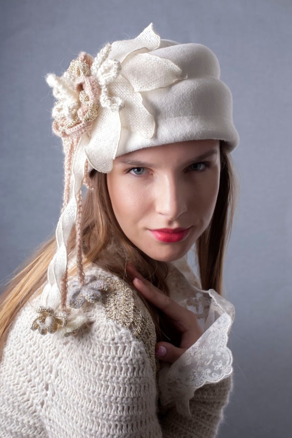 Stunning Wedding Hat, Gorgeous Ivory Bridal Hat, Couture  display picture 1