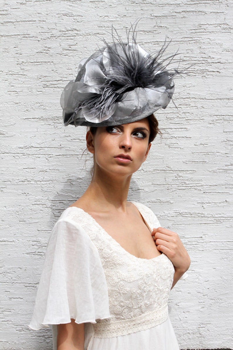 Silver Kentucky Derby Hat Grey Royal Ascot Fascinator Hat Etsy