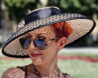Chapéu de coroa baixa, chapéu Derby de Kentucky, chapéu de aba larga Ascot, chapéu para temporada de corrida, chapéu de renda preta, chapéu para festa de casamento, chapéu Audrey Hepburn, chapéu elegante