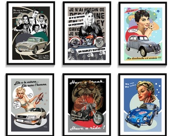 Vintage Harley Davidson and iconics cars prints, numbered and signed. Choose your model and your size !