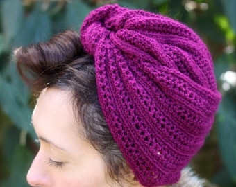 Kanten tulband met visgraatmotief - een digitaal patroon - vintage breipatroon voor een tulband in jaren 40-stijl