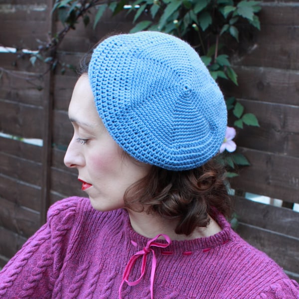 A Draped Beret - A PDF pattern for an original design. A crochet beret reminiscent of the berets worn by ladies in the 1930s.