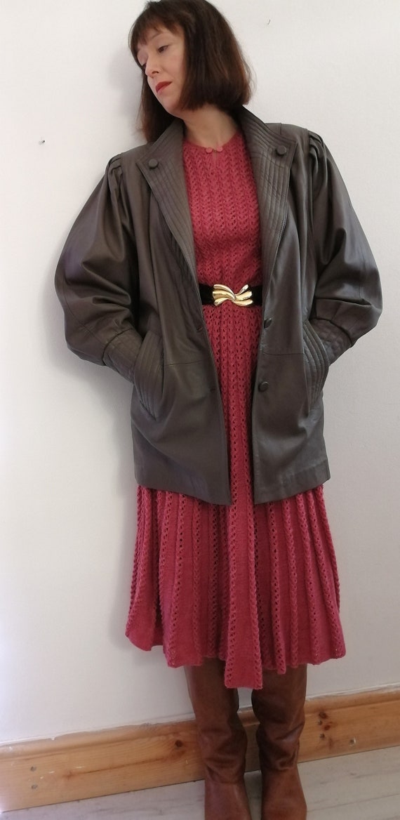 Vintage leather 1980s car coat jacket