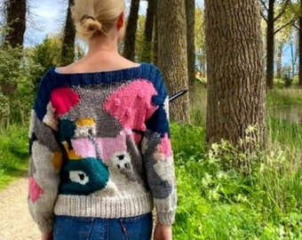 The Sheep Jumper: a PDF Pattern for an Intarsia Knit Design