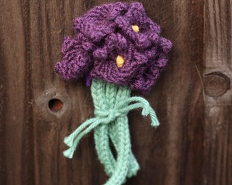 A Posy of Violets - Patrón PDF para un broche de punto / Make Do and Mend / 1940s / Stash Buster / Great Gift / 4 ply / Vintage Brooch