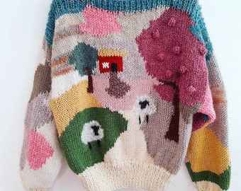 The Sheep Jumper: a PDF pattern for an intarsia knit design by Theodora Goes Wild