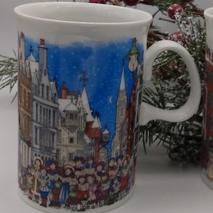 Dunoon Christmas Time Carolers Bone China Mug Made in Scotland