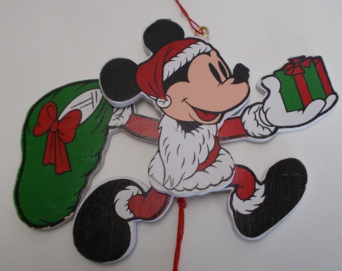 Mickey Mouse Wooden Pull String Christmas Ornament Etsy