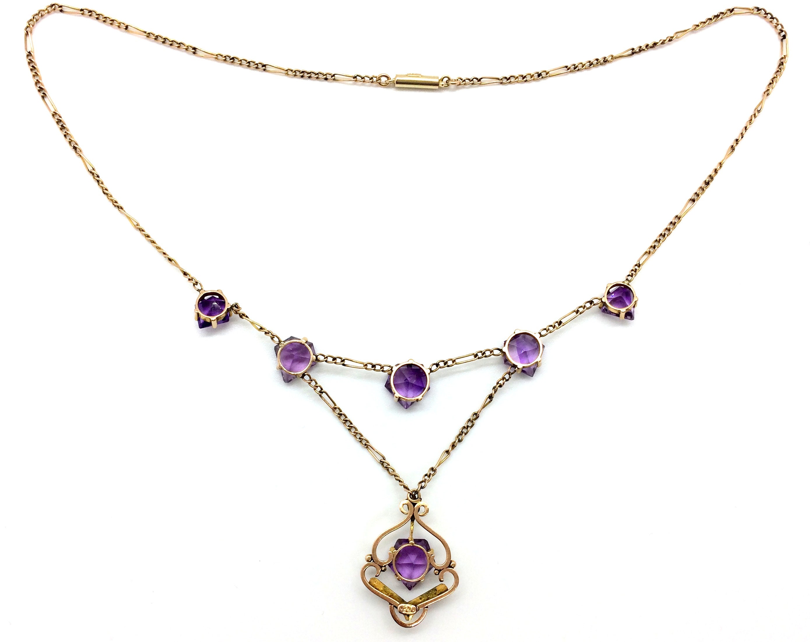 Antique Victorian 9ct Rose Gold Amethyst Stone & Seed Pearl