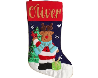 Personalised Reindeer Christmas Stocking