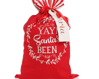 Personalised 'Yay Santas Been' Santa Sack