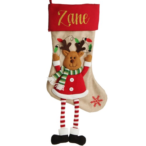 Personalised Elf Christmas Stocking With Dangly Legs - Etsy