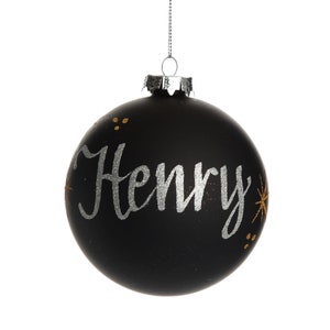 Personalised Black Glass Christmas Bauble Medium image 1