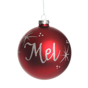 Personalised Red Glass Christmas Bauble