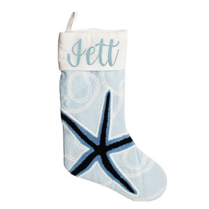 Personalised Coastal Starfish Christmas Stocking