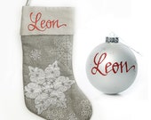 Personalised Silver Snowflake Stocking and Bauble Pack