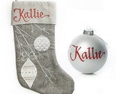 Personalised Silver Bauble Stocking and Bauble Pack