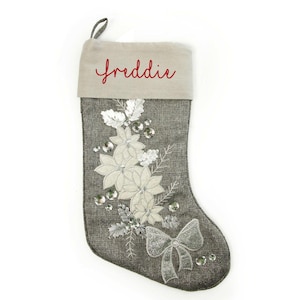 Personalisierte Silber Weihnachtsstern WeihnachtsStrumpf