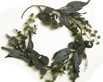 Native Eucalyptus Leaf Christmas Garland with White Berries