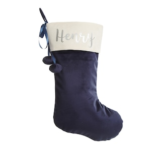 Personalised Blue Velvet Christmas Stocking