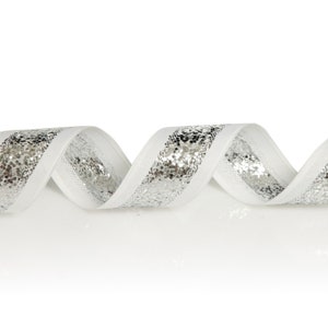 Silver Sequin Wired Christmas Ribbon  - 6.3cm