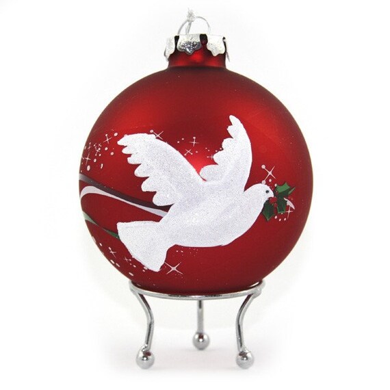 Glass Peace Doves Christmas Bauble Personalised Hand Painted Decoration