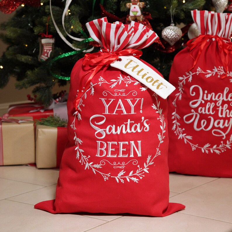 Personalised 'Yay Santas Been' Santa Sack image 4