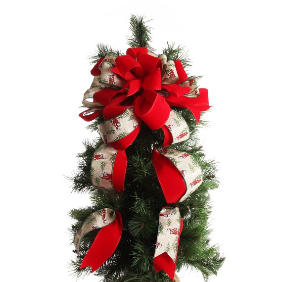 Punta Per Albero Di Natale Glitterata Rossa - Decorazione Per Cima Albero, Stella In Materiale Resistente