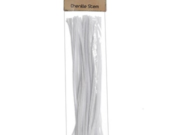 White Chenille Stem Pipe Cleaners - Pack of 50