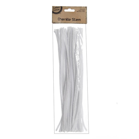 White Chenille Stem Pipe Cleaners Pack of 50 