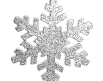 Silver Glitter Hanging Snowflake - Large