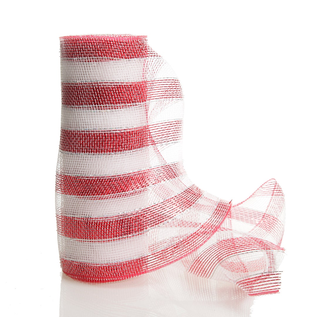 Candy Cane Stripe Metallic Thread Decomesh Roll - Etsy