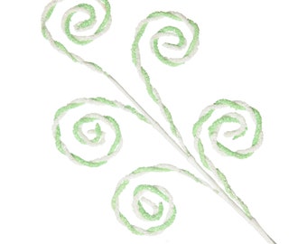 Mint and White Chenille Stick Candy Cane Christmas Pick