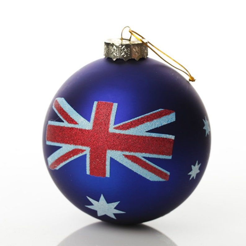 Handpainted Aussie Flag Glass Bauble image 1