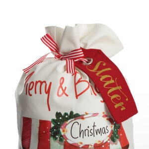 Personalised Red Linen Santa Sack Tag