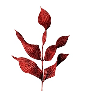 Red Curved Leaf Glitter Spray