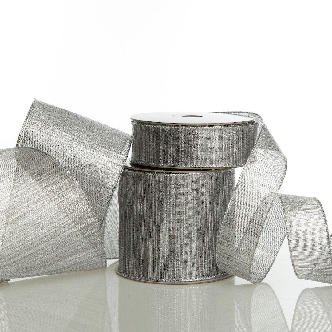 Silver Metallic Shimmer Wired Ribbon - Etsy