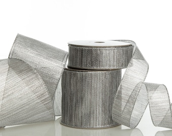 Cinta con alambre y brillo metálico plateado