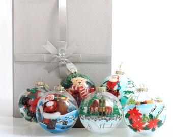 Inside Painted Christmas Bauble - Set of 6