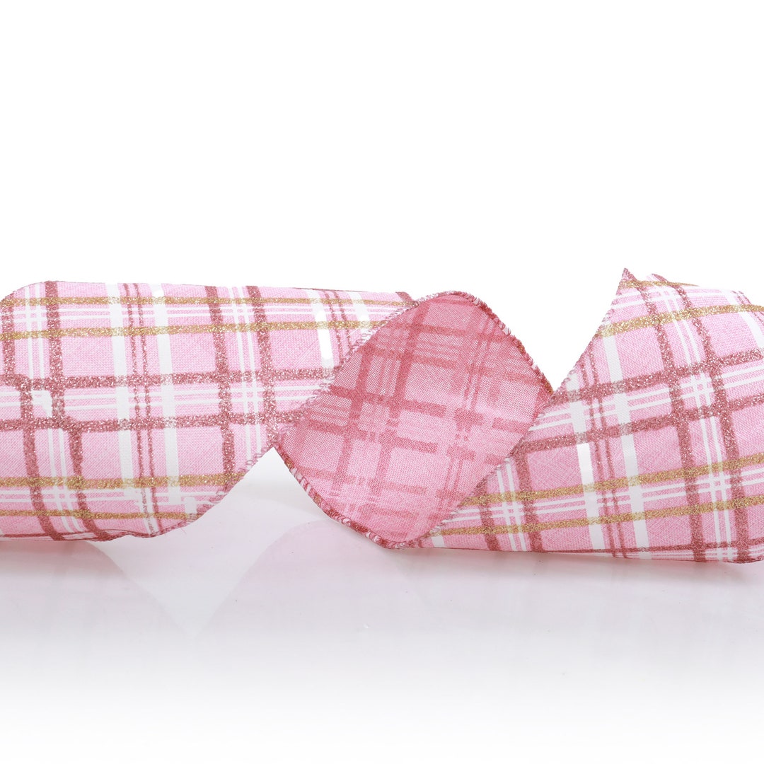 Pink Plaid Pattern Ribbon Pink Plaid Pattern Wired Ribbon Garland - Etsy